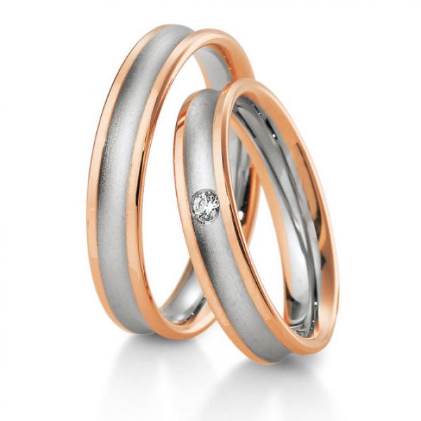 Trauringe Weiss-Rotgold von Breuning DR 041790 / HR 041800