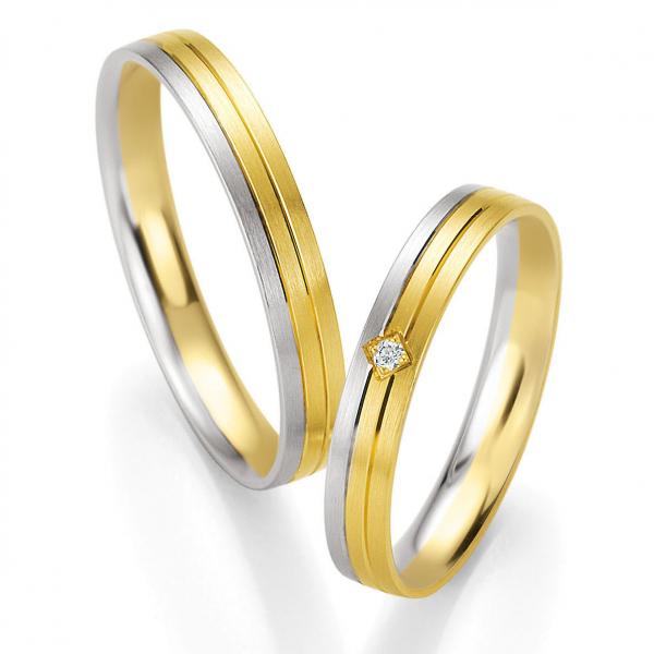 Trauringe Weiss-Gelbgold von Breuning DR 042130 / HR 042140