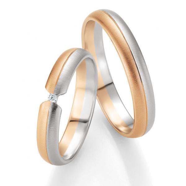 Trauringe Weiss-Rotgold von Breuning DR 042150 / HR 042160