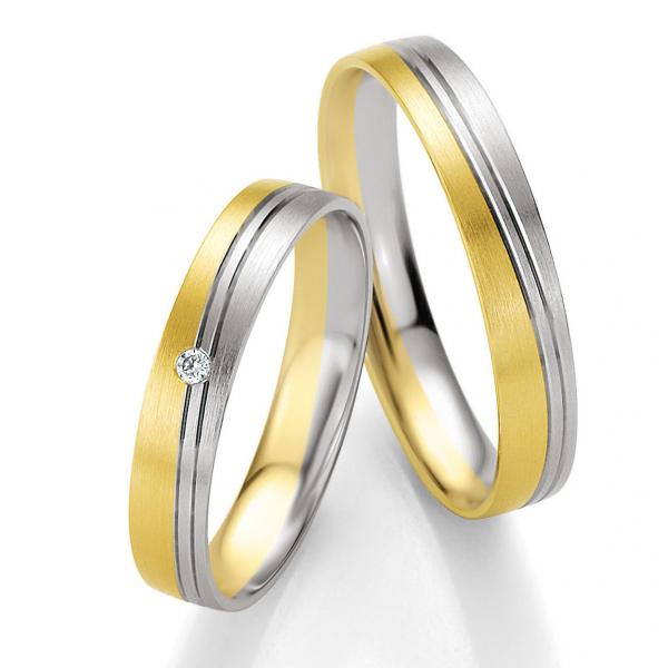 Trauringe Weiss-Gelbgold von Breuning DR 042190 / HR 042200