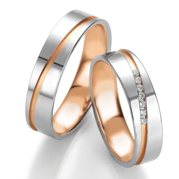 Trauringe Weiss-Rotgold von Breuning DR 052010 / HR 052020