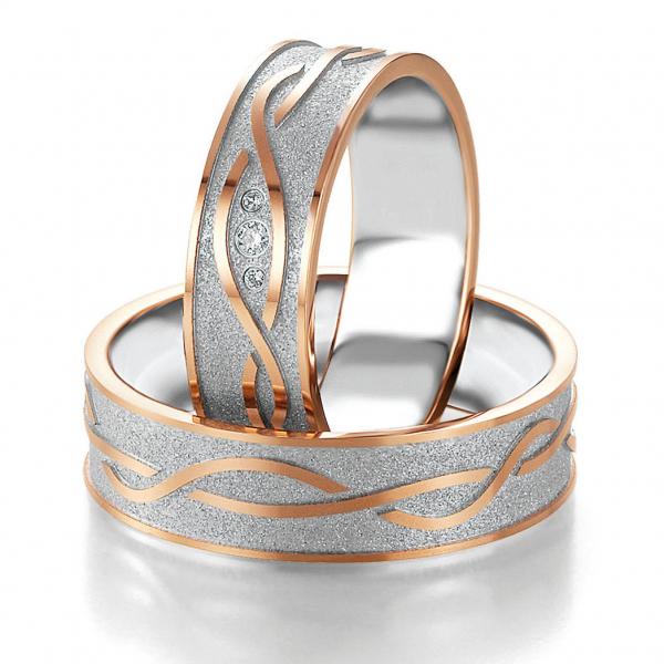 Trauringe Weiss-Rotgold von Breuning DR 052370 / HR 052380