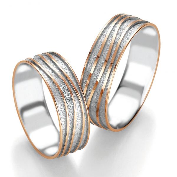 Trauringe Weiss-Rotgold von Breuning DR 052390 / HR 052400