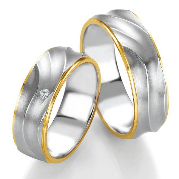 Trauringe Weiss-Gelbgold von Breuning DR 052410 / HR 052420