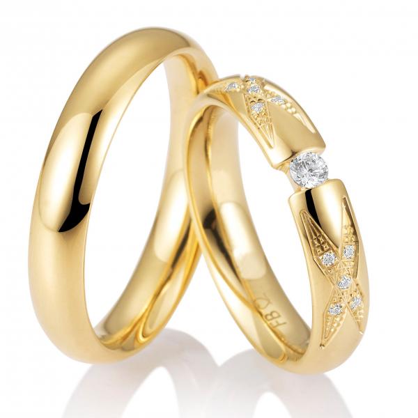 Trauringe Gelbgold von Breuning DR 058730 / HR 058740