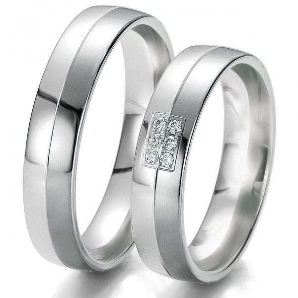 Trauringe Weissgold von Breuning DR 061190 / HR 061200