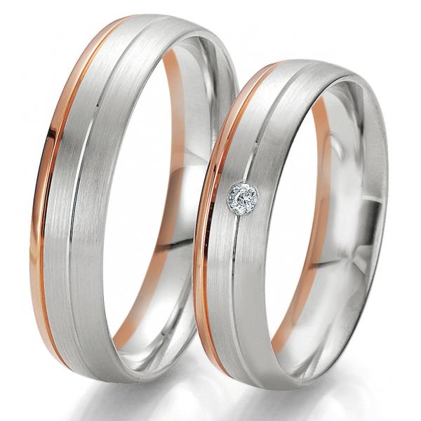 Trauringe Weiss-Rotgold von Breuning DR 062030 / HR 062040