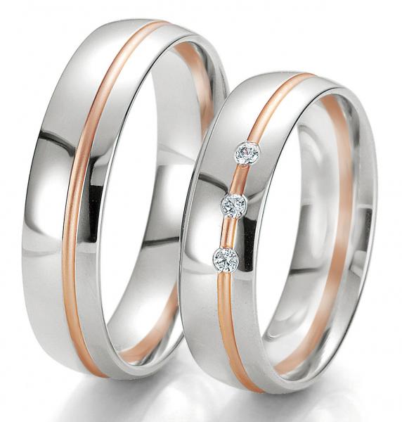 Trauringe Weiss-Rotgold von Breuning DR 062070 / HR 062080