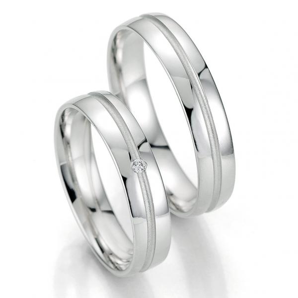 Trauringe Weissgold von Breuning DR 070370 / HR 070380