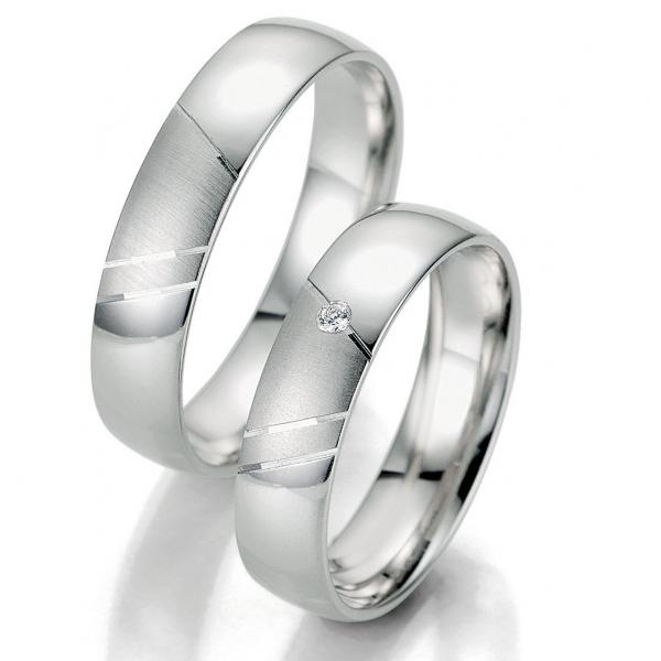 Trauringe Weissgold von Breuning DR 070390 / HR 070400