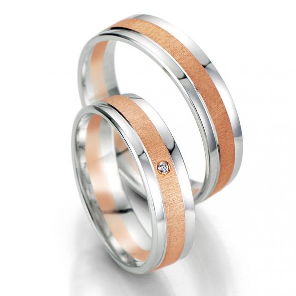 Trauringe Weiss-Rotgold von Breuning DR 070530 / HR 070540