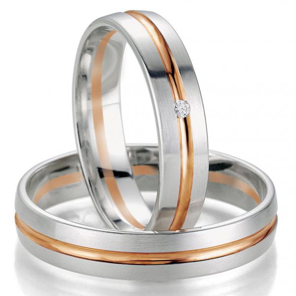 Trauringe Weiss-Rotgold von Breuning DR 070550 / HR 070560