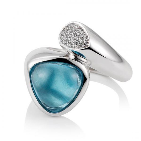 Breuning Ring - Edel Topas dunkel (swiss Blue)/Brillant 0,138 Ct