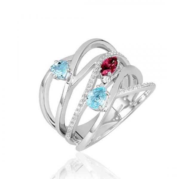 Breuning Ring - Edel Topas hell/e.rosa Turmalin/Brillant 0,21 Ct