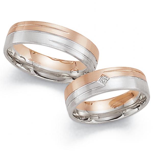 Trauringe Weiss-Rotgold von Fischer 05 05135/060