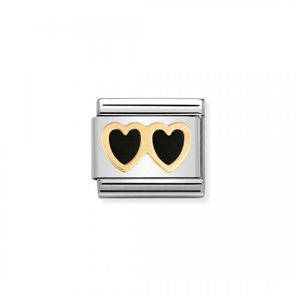 Nomination  Composable Classic   Doppeltes Herz SCHWARZ/SCHWARZ 030207/04