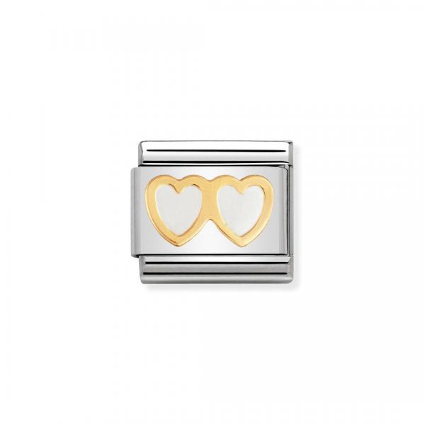 Nomination  Composable Classic   Doppeltes Herz WEISS/WEISS 030207/08