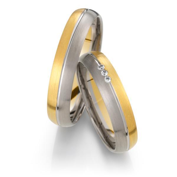 Trauringe Weiss-Gelbgold von Weidner 62031 + 72031