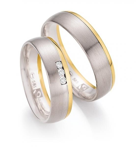 Trauringe Weiss-Gelbgold von Ruesch 33/30050-055