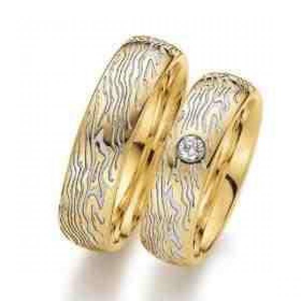 Trauringe Weiss-Gelbgold von Gerstner 4/27496/6 + 27496/6